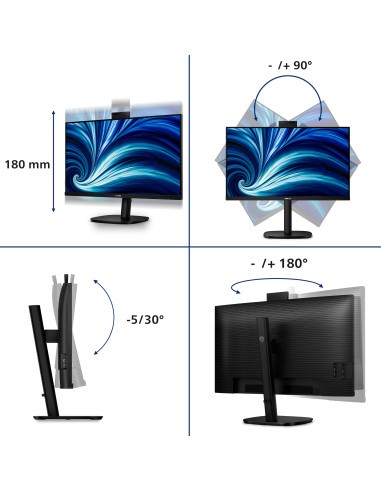 Philips Serie 3000 32B2U3601H/00 Monitor PC 80 cm (31.5") 2560 x 1440 Pixel Quad HD LCD Nero