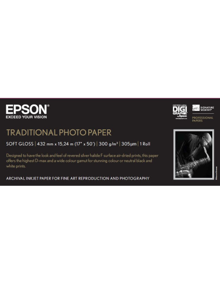 Epson Traditional Photo Paper, in rotoli da 43,18cm (17'') x 15m