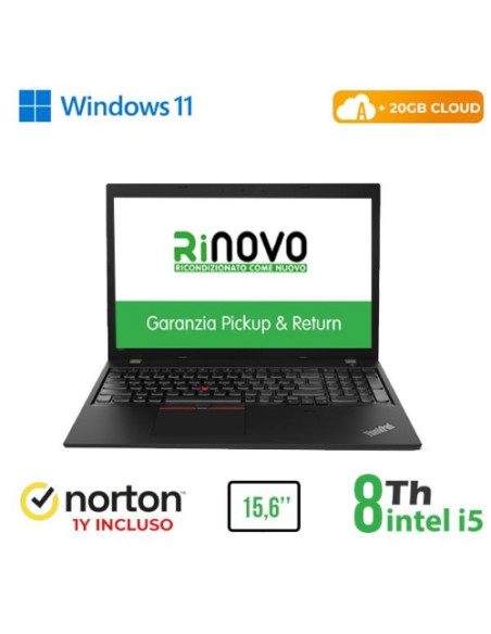 NB LENOVO RINOVO REFURBISHED ThinkPad L580 RN82522312 15.6" i5-8x00U 8GB SSD NEW 256GB W11P CLOUD 20GB + NORTON