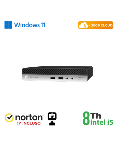RINOVO ULTRA MINI PC DM HP 400 G4 i5-8X00T SODDR4 8GB SSD 256GB W11P CLOUD20GB GRADE A 1Y + NORTON +
