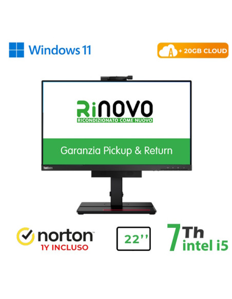 RINOVO LENOVO LCDPC TINY IN ONE THINKCENTRE REFURBISHED M710Q TIO 22" I5-7X00 16GB 256SSD W11P CLOUD