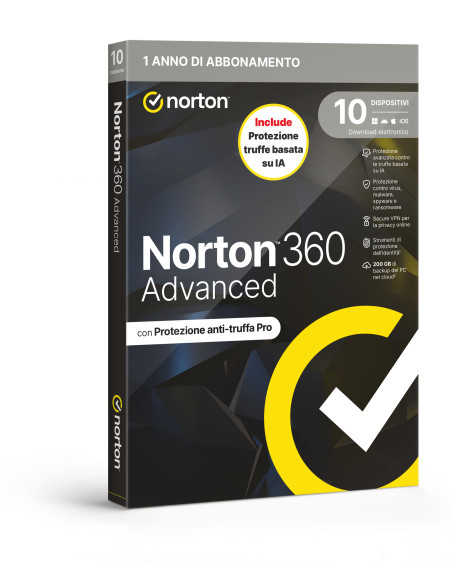 NORTON 360 ADVANCED 2026 - ANTITRUFFA- 10 DISPOSITIVI 12 MESI 200GB - IT BOX