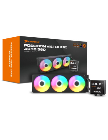 COUGAR Poseidon Vistek Pro ARGB 360 Processore Raffreddatore di liquidi tutto in uno 12 cm Nero
