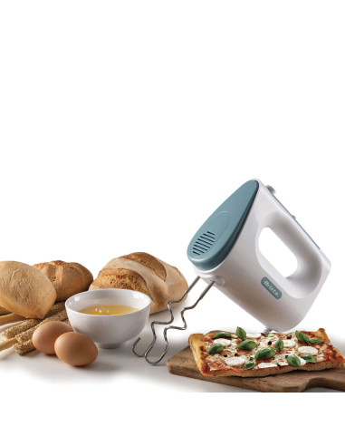 Ariete 1545 Sbattitore Breakfast, 450W, 5 velocità, Funzione turbo, 2 fruste, White & Aegean teal