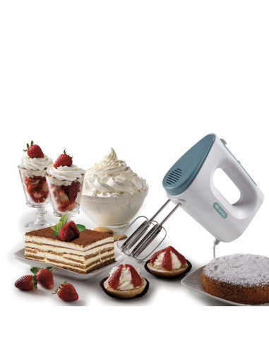 Ariete 1545 Sbattitore Breakfast, 450W, 5 velocità, Funzione turbo, 2 fruste, White & Aegean teal