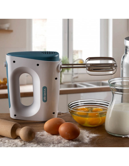 Ariete 1545 Sbattitore Breakfast, 450W, 5 velocità, Funzione turbo, 2 fruste, White & Aegean teal