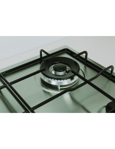 Indesit THP 642 W/IX/I 1 piano gas inox 60cm 4 fuochi bruciatore doppia corona griglie smaltate