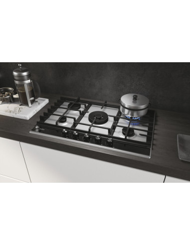Haier Series 4 HAHG7W5XH Acciaio inox Da incasso 74.5 cm Gas 5 Fornello(i)