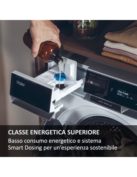 Haier Ultra X11, Lavatrice Carica Frontale 10 KG, 20% più efficente della classe A, 1400 giri, Bianco, Direct Motion, Refresh, 