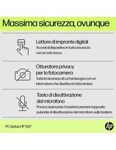 HP 15-fd0102nl Intel® N N100 Computer portatile 39,6 cm (15.6") HD 4 GB DDR4-SDRAM 128 GB eMMC Wi-Fi 6 (802.11ax) Windows 11 Ho