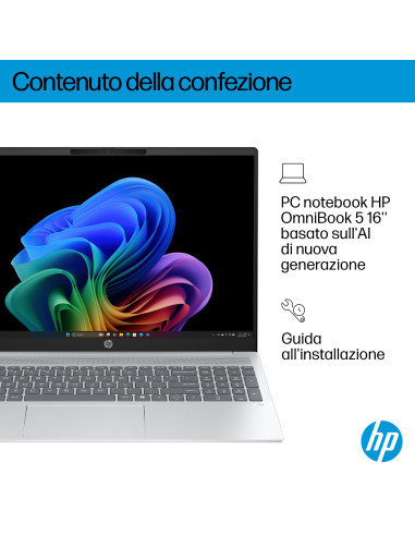 HP OmniBook 5 NGAI OmniBook 5 Next Gen AI 16-ag1020nl Copilot+ PC AMD Ryzen AI 5 340 Computer portatile 40,6 cm (16") 2K 16 GB L