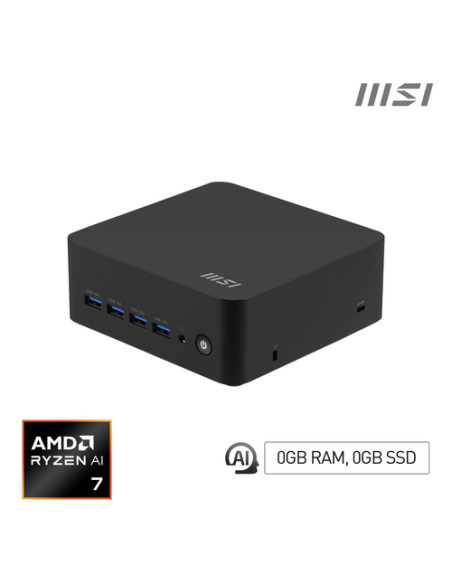 MSI Cubi Z AI 8M AMD Ryzen 7 8845HS Barebone 0.9L sized PC Nero AMD SoC 3,8 GHz Altoparlanti incorporati