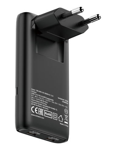 Verbatim 32354 Caricabatterie per dispositivi mobili Computer portatile, Smartphone, Tablet Nero AC Ricarica rapida Interno