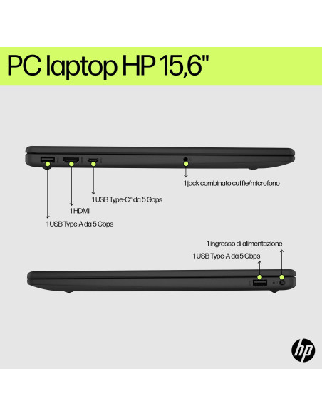 HP 15-fd0101nl Intel® Core™ i5 i5-1334U Computer portatile 39,6 cm (15.6") Full HD 8 GB DDR4-SDRAM 512 GB SSD Wi-Fi 6 (802.11