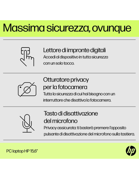 HP 15-fd0101nl Intel® Core™ i5 i5-1334U Computer portatile 39,6 cm (15.6") Full HD 8 GB DDR4-SDRAM 512 GB SSD Wi-Fi 6 (802.11