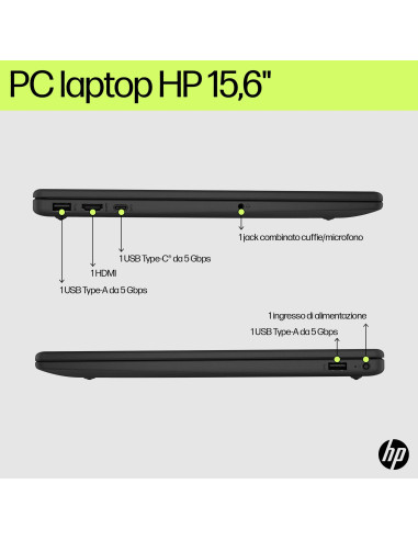 HP 15-fd0118nl Intel® Core™ i5 i5-1334U Computer portatile 39,6 cm (15.6") Full HD 16 GB DDR4-SDRAM 512 GB SSD Wi-Fi 6 (802.1