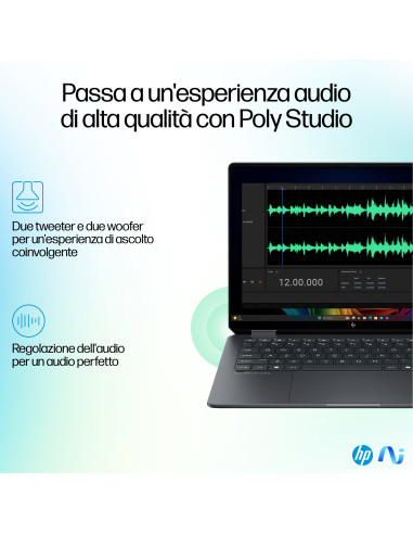 HP OmniBook Ultra Flip 14-fh0011nl Copilot+ PC Intel Core Ultra 7 256V Ibrido (2 in 1) 35,6 cm (14") Touch screen 3K 16 GB LPDDR