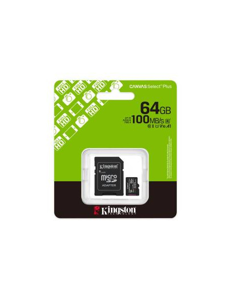 Kingston Micro SD 64GB Cl10Canvas S.Plus SDCS3/64GB +Ad.SD