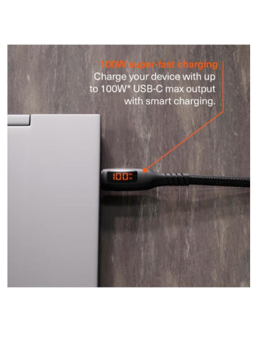 CABLE USB-C WITH LED 1MT BK