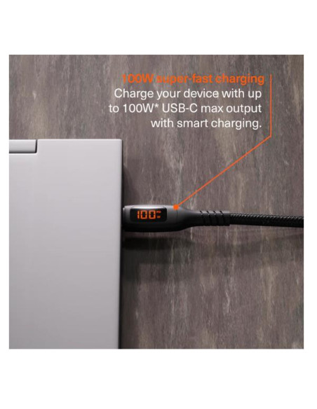 CABLE USB-C WITH LED 1MT BK