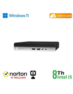 ULTRA MINI PC HP RINOVO REFURBISHED DM 400 G4 RN65522382 i5-8x00T 8GB SSD NEW 256GB W11P + CLOUD 20GB + NORTON