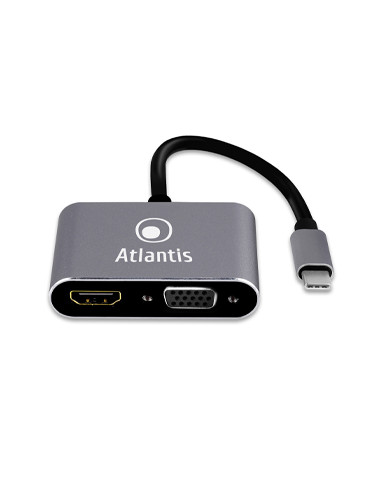 ADATTATORE ATLANTIS A04-TC_HD+V+PD da USB-C a HDMI + VGA + PD + USB 3.0