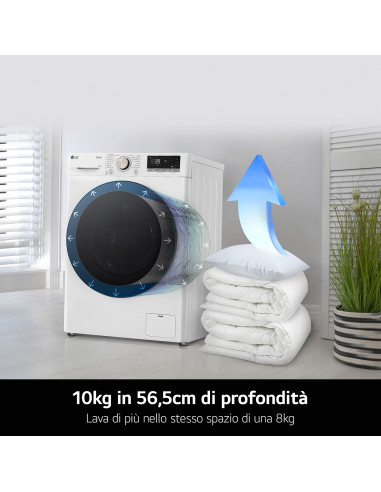 LG F4R7010TSWG Lavatrice 10kg AI DD, Classe A-10%, 1400 giri, TurboWash, Vapore