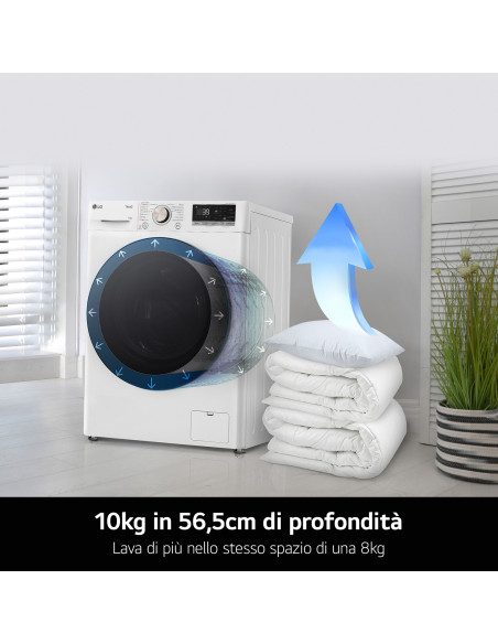LG F4R7010TSWG Lavatrice 10kg AI DD, Classe A-10%, 1400 giri, TurboWash, Vapore