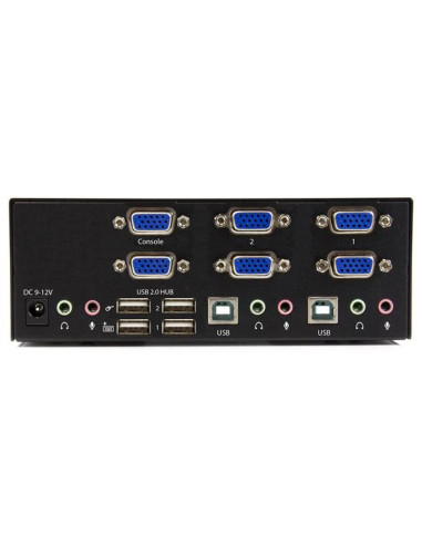 StarTech.com Switch Commutatore a 2 porte - KVM USB 2.0 a doppio VGA con Hub USB a 2 porte e 3,5mm audio