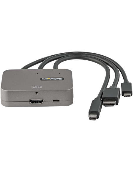 StarTech.com Adattatore Multiporta a HDMI 3-in-1 - Convertitore da USB-C, HDMI o Mini DisplayPort a HDMI per sala conferenze 4K 