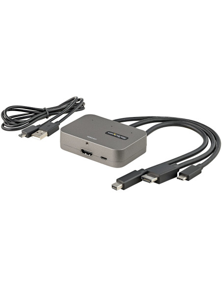 StarTech.com Adattatore Multiporta a HDMI 3-in-1 - Convertitore da USB-C, HDMI o Mini DisplayPort a HDMI per sala conferenze 4K 