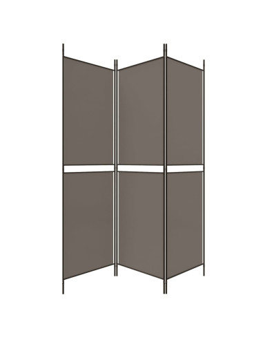 Divisorio a 3 Pannelli Antracite 150x200 cm in Tessuto