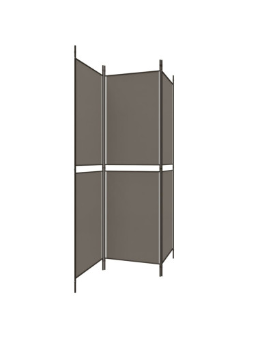Divisorio a 3 Pannelli Antracite 150x220 cm in Tessuto