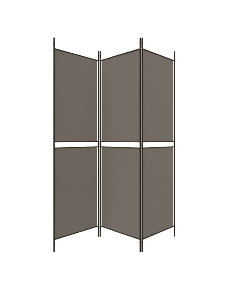 Divisorio a 3 Pannelli Antracite 150x220 cm in Tessuto