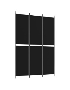 Divisorio a 3 Pannelli Nero 150x220 cm in Tessuto