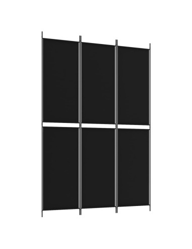 Divisorio a 3 Pannelli Nero 150x220 cm in Tessuto