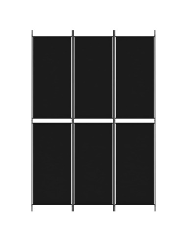 Divisorio a 3 Pannelli Nero 150x220 cm in Tessuto