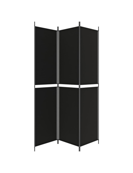 Divisorio a 3 Pannelli Nero 150x220 cm in Tessuto
