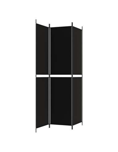 Divisorio a 3 Pannelli Nero 150x220 cm in Tessuto