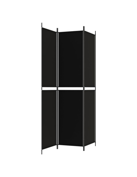 Divisorio a 3 Pannelli Nero 150x220 cm in Tessuto