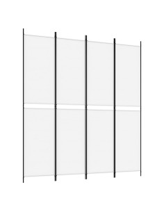 Divisorio a 4 Pannelli Bianco 200x220 cm Tessuto