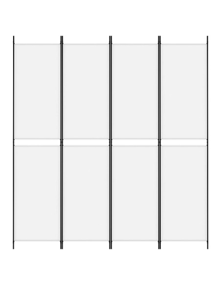 Divisorio a 4 Pannelli Bianco 200x220 cm Tessuto