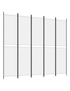 Divisorio a 5 Pannelli Bianco 250x220 cm Tessuto