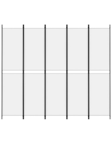 Divisorio a 5 Pannelli Bianco 250x220 cm Tessuto