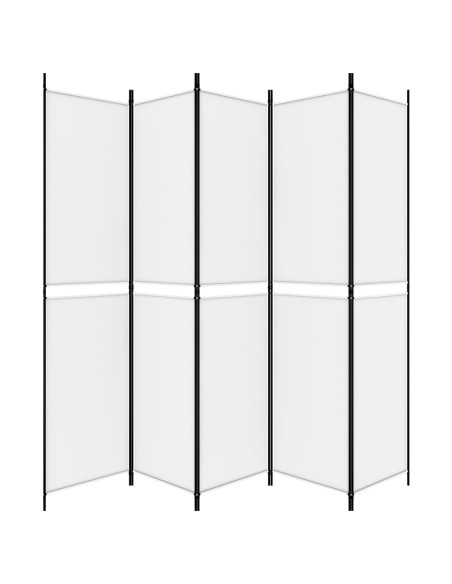 Divisorio a 5 Pannelli Bianco 250x220 cm Tessuto