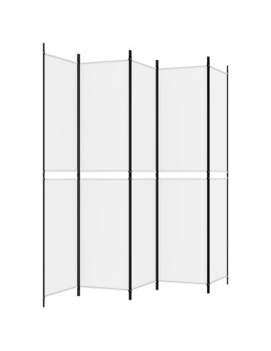 Divisorio a 5 Pannelli Bianco 250x220 cm Tessuto
