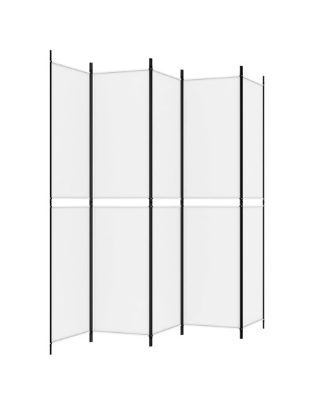 Divisorio a 5 Pannelli Bianco 250x220 cm Tessuto