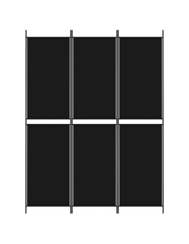 Divisorio a 3 Pannelli Nero 150x200 cm in Tessuto