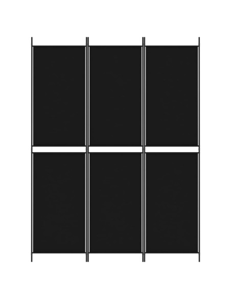 Divisorio a 3 Pannelli Nero 150x200 cm in Tessuto