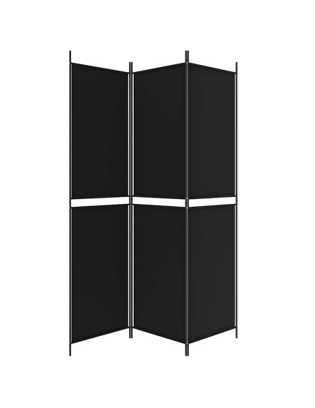 Divisorio a 3 Pannelli Nero 150x200 cm in Tessuto